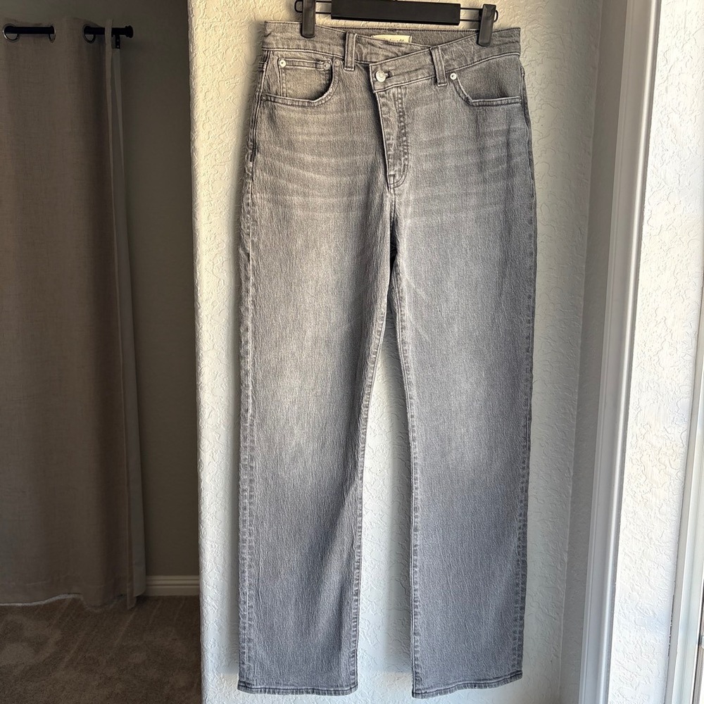 Madewell 90s Straight Womens 28 Jeans Gray Crossover Button Fly High Rise Denim